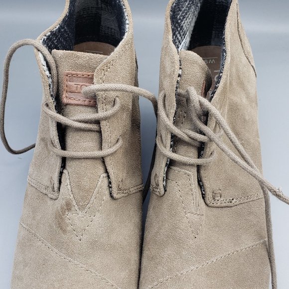 Toms Desert Taupe Suede Wedge Booties - Picture 4 of 8